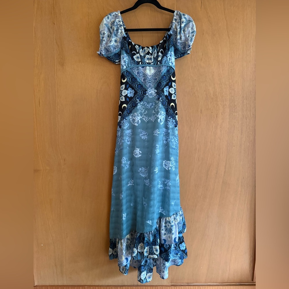 Free People Blue and Black Patterned Dress
